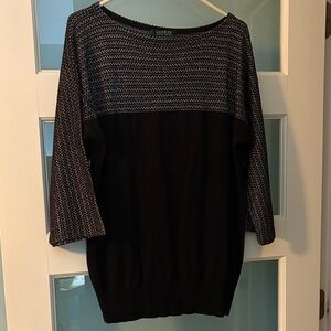 Lauren Ralph Lauren Black/Silver Knit Top (XL)